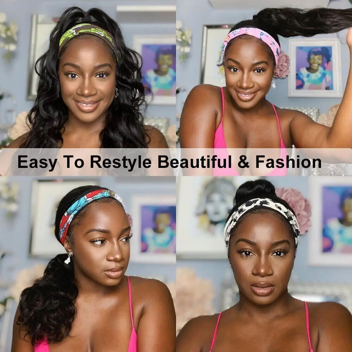 38 Inch Body Wave Headband Wig for Women Human Hair Wear and Go Brazilian Virgin Full Machine Human Hair 220 Density