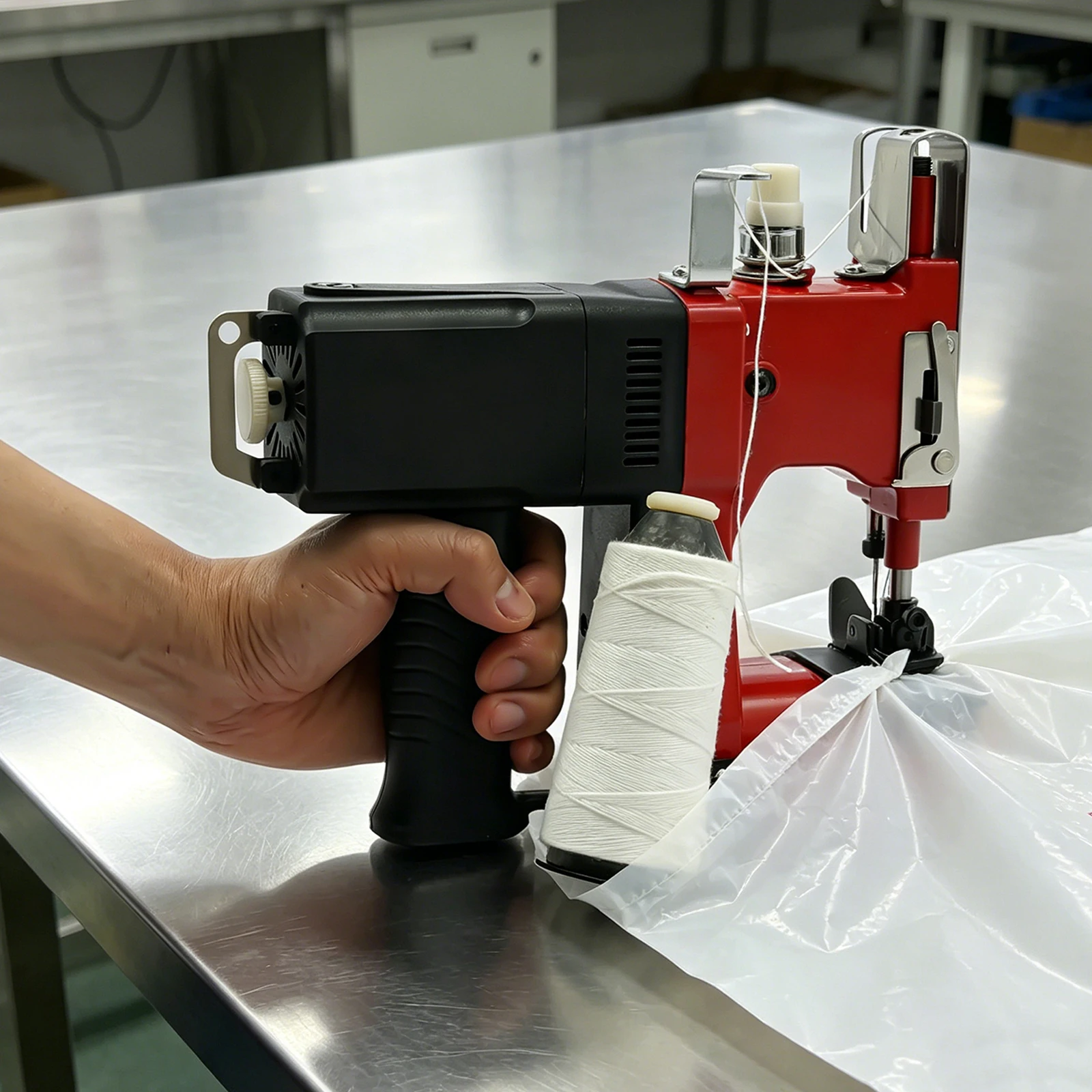 110V Handheld Portable Electric Sewing Machine 2600 Stitches/Min Cast Aluminum Bag Stitching Machine for Woven Sack Leather
