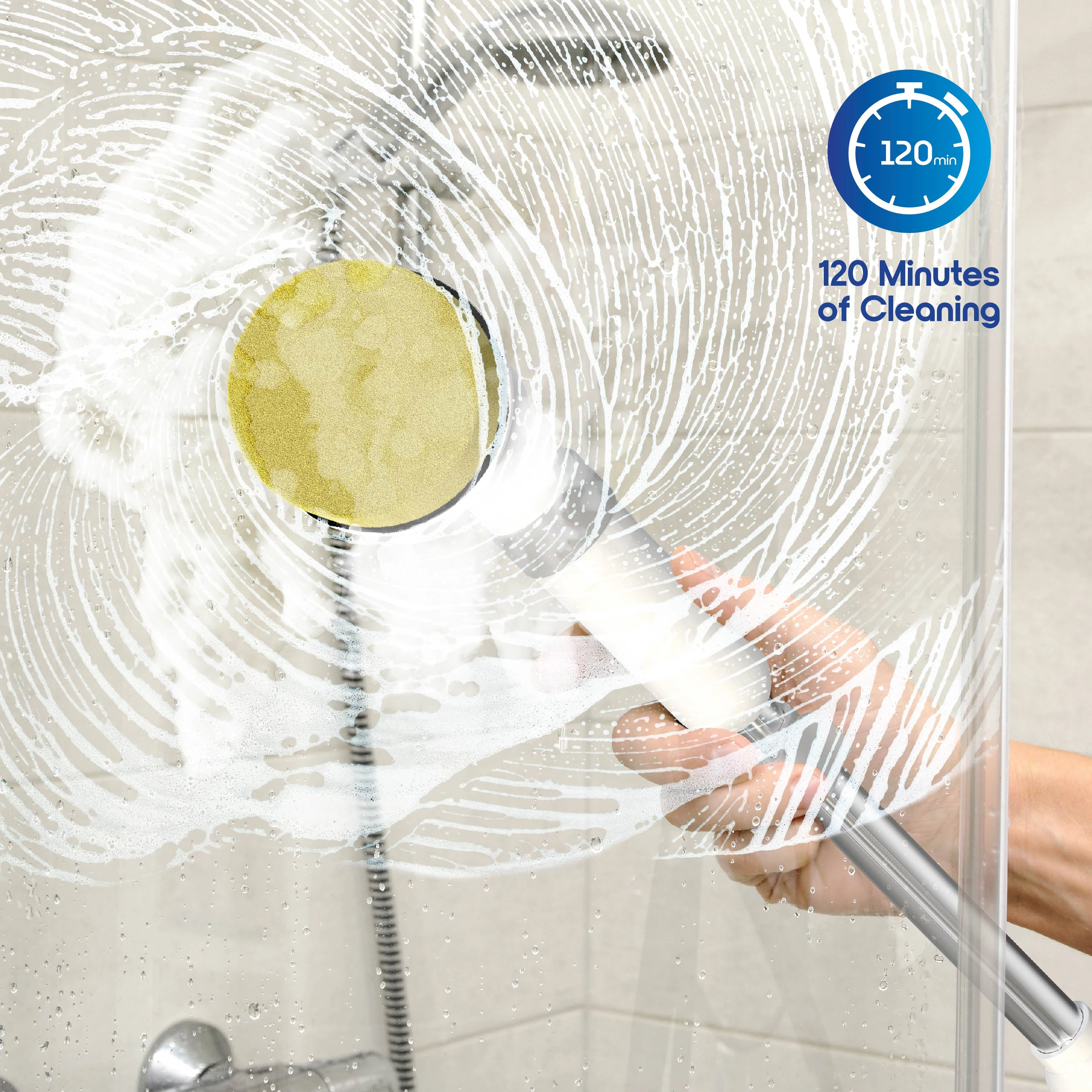 Blossom Cordless Electric Spin Scrubber, Power Cleaning Brush with 9 Scrubbing Heads & Adjustable Long Handle, 120Min Rechargeable Shower Scrubber for Home Bathroom Kitchen Tile
