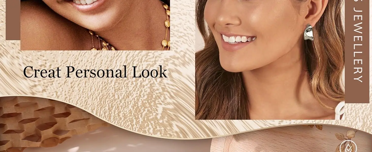 Chunky Hoop Earrings for Women 925 Sterling Silver Hoop Earrings Hypoallergenic 14K Gold Plated Earring Open Huggie Teardrop Earring,Statement Jewellery