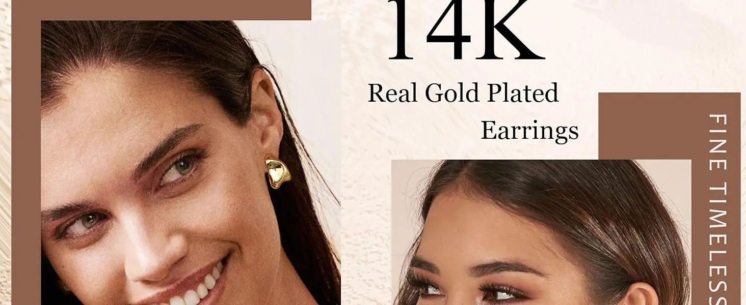 Chunky Hoop Earrings for Women 925 Sterling Silver Hoop Earrings Hypoallergenic 14K Gold Plated Earring Open Huggie Teardrop Earring,Statement Jewellery