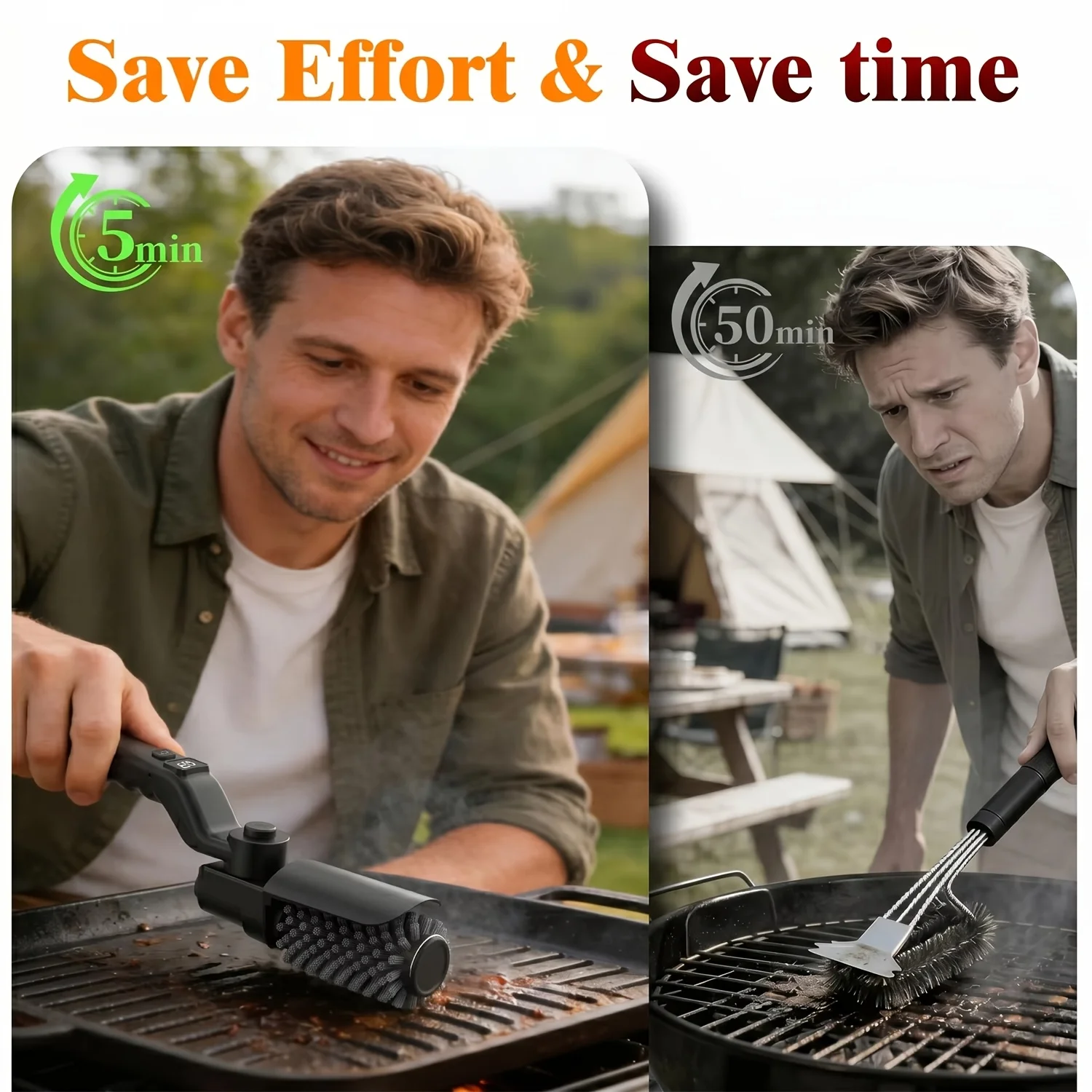 Electric BBQ Brush, Heavy-duty High-torque Electric Grill Cleaning Brush, 3 Adjustable Speed Modes, 44.09LB Max Torque Reinforced Steel Bristle BBQ Brush