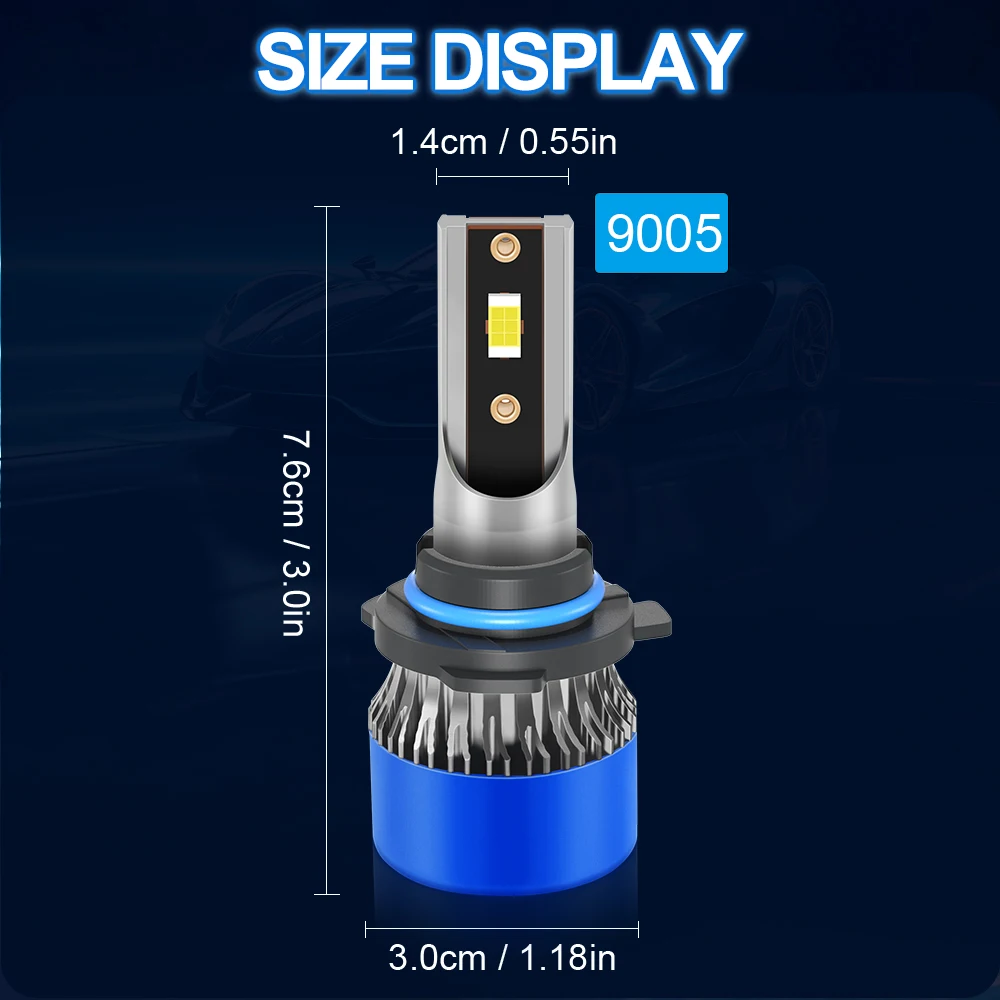 Roadsun Car LED Headlight Bulbs 120W 22000LM CANBUS Super Bright 9005/HB3 High/Low Beam LED Car Headlamps 6000K DC12V 3570 CSP Chips Auto Light Bulbs Universal Fit For Car Motors