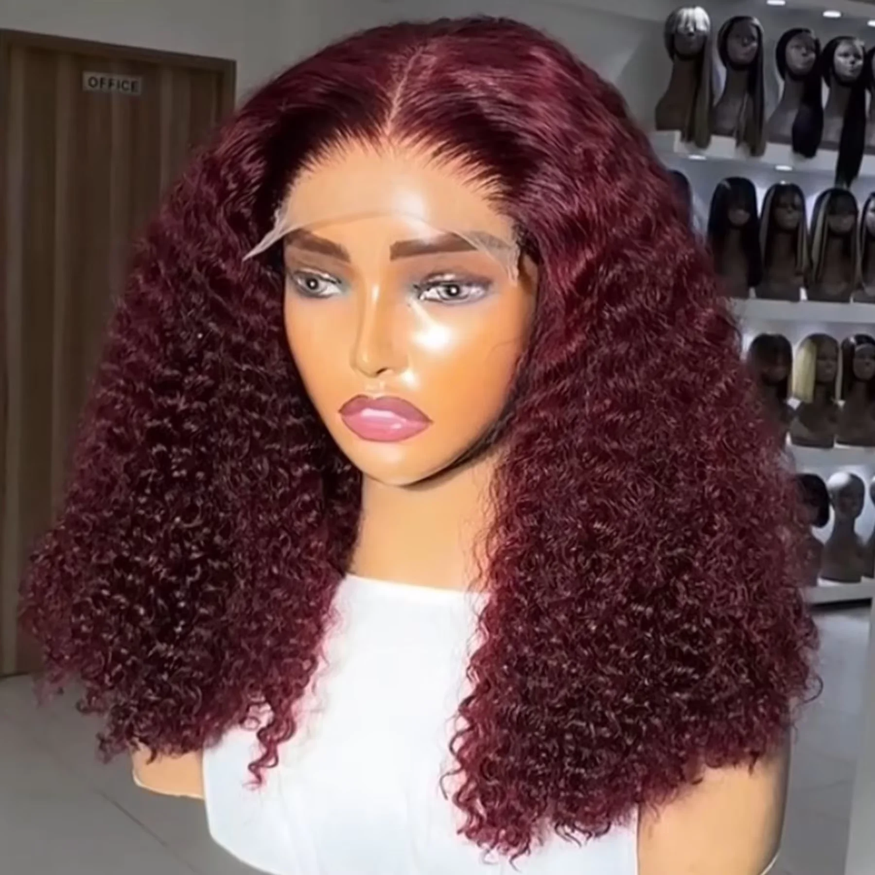 13x4 Lace Front 99j Burgundy Deep Curly Short Bob Wigs 250% Density Red Colored Wigs 99j Deep Wave Human Hair Wigs For Women 10 16 Inch