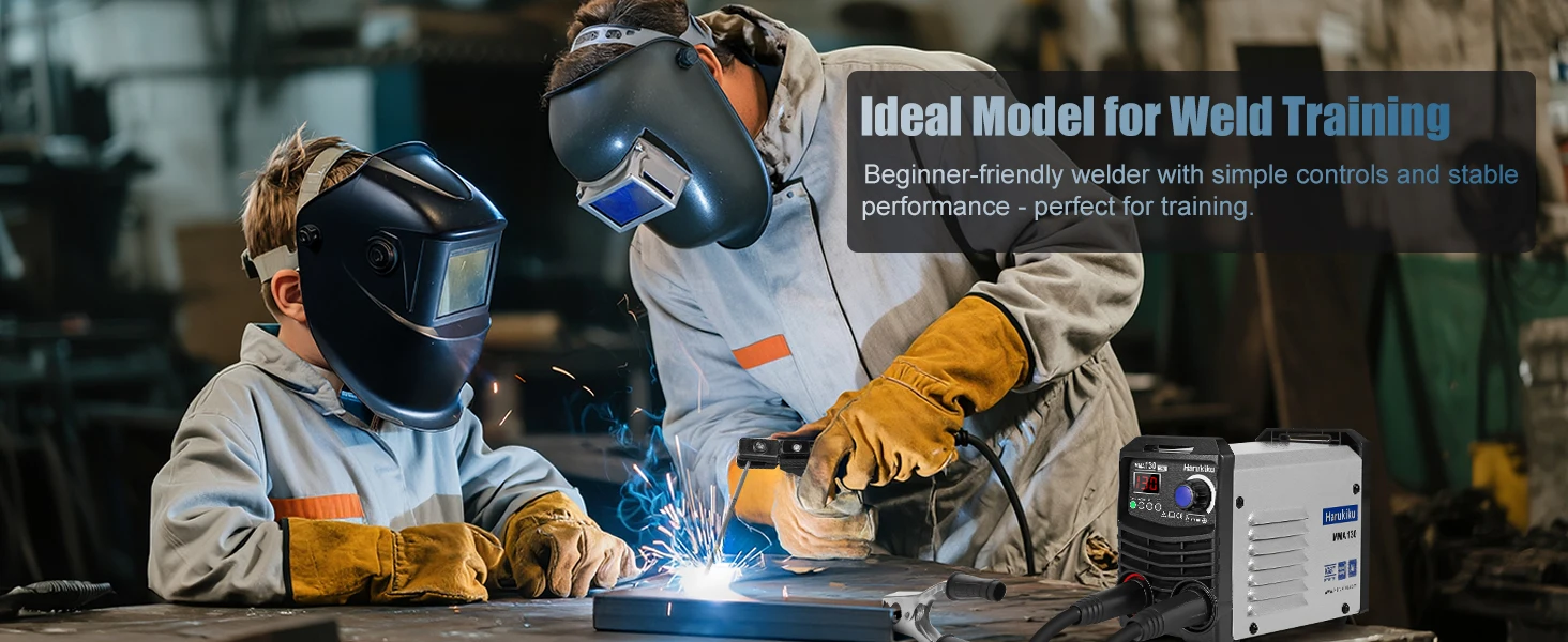 Harukiku 130A 110V Mini Portable MMA‑130 Stick Welder, Light‑Weight Household Easy‑Use Welding Machine, IGBT Inverter, Adjustable Arc‑Force Current, Anti‑Stick Function, Beginner‑Friendly Electrode Welding Machine