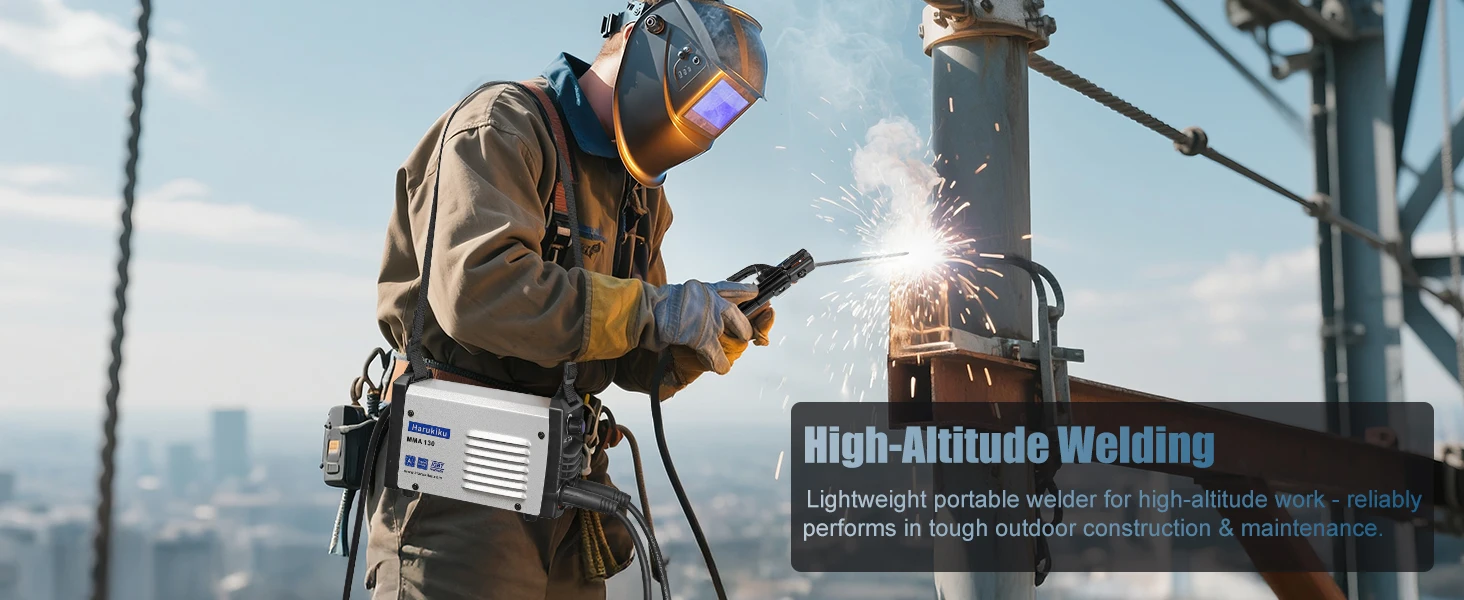 Harukiku 130A 110V Mini Portable MMA‑130 Stick Welder, Light‑Weight Household Easy‑Use Welding Machine, IGBT Inverter, Adjustable Arc‑Force Current, Anti‑Stick Function, Beginner‑Friendly Electrode Welding Machine