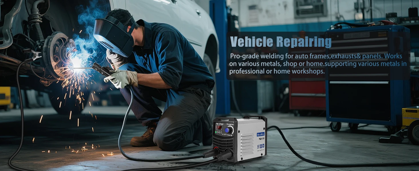 Harukiku 130A 110V Mini Portable MMA‑130 Stick Welder, Light‑Weight Household Easy‑Use Welding Machine, IGBT Inverter, Adjustable Arc‑Force Current, Anti‑Stick Function, Beginner‑Friendly Electrode Welding Machine