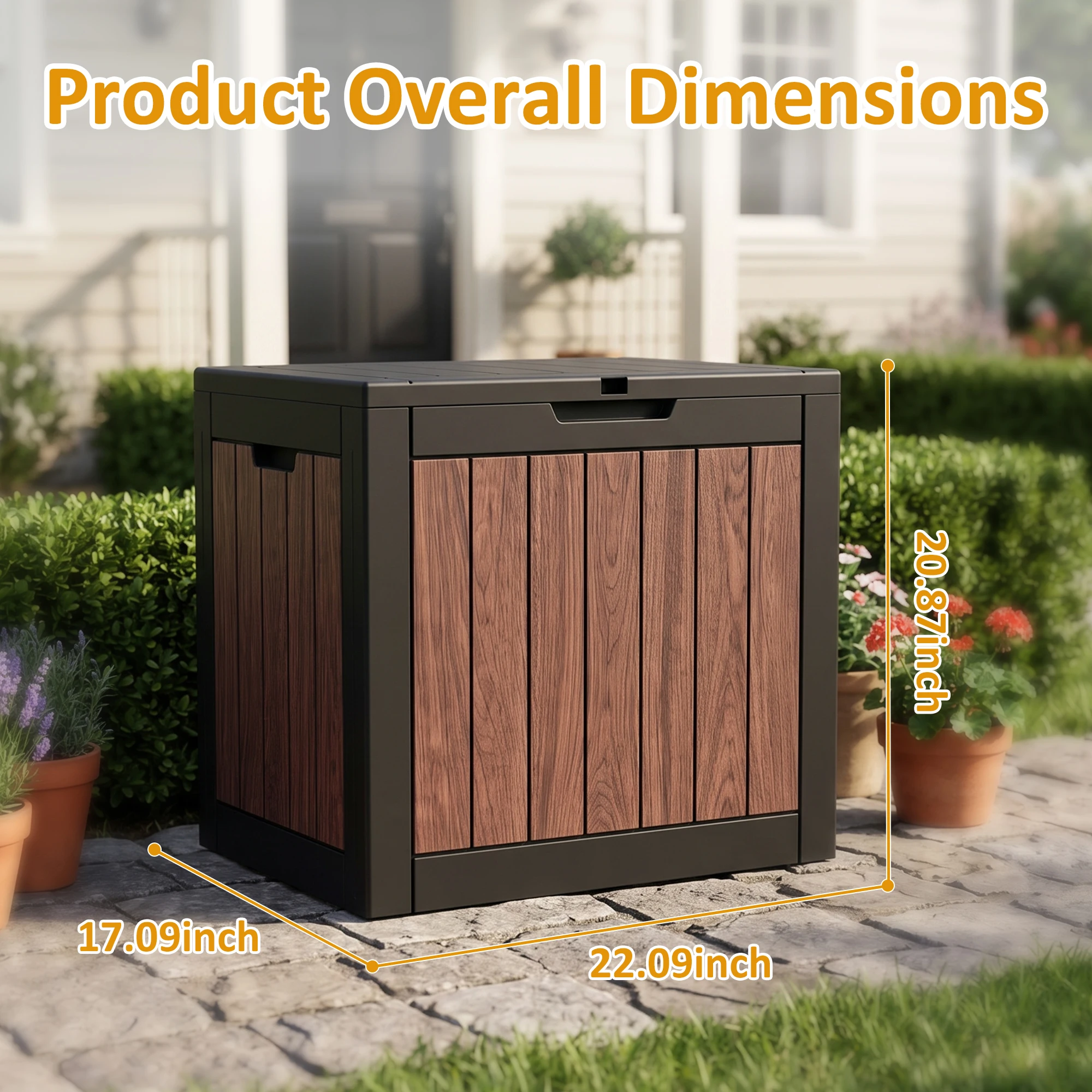 33 Gallon Outdoor Deck Storage Box, Resin Weather‑Resistant Storage Container, Multipurpose Patio Storage Chest for Cushions, Tools and Pool Supplies