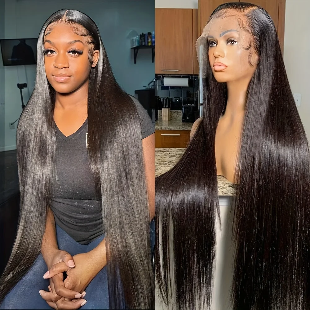 200 Density 13x6 Transparent Bone Straight 26 34 Inches Lace Front Human Hair Wigs Brazilian Frontal Wigs For Women