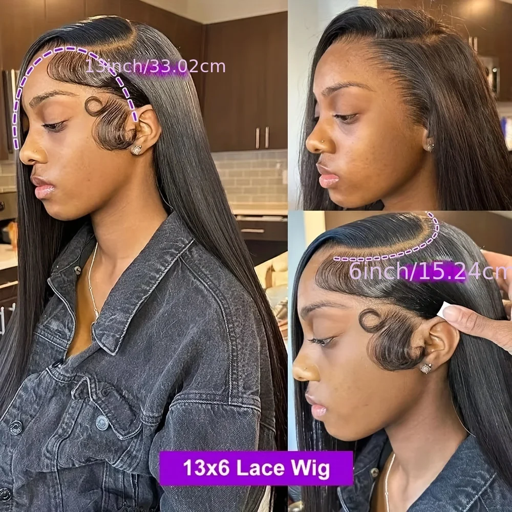 200 Density 13x6 Transparent Bone Straight 26 34 Inches Lace Front Human Hair Wigs Brazilian Frontal Wigs For Women