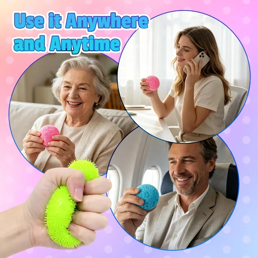 Fuzz Ball Squishy Stress Ball, Soft Tactile Fidget Toy for Anxiety & Stress Relief, Sensory Calming Grip Squishy Ball for Kids Adults, Fun Christmas Gift, Party Favor & Student Prize