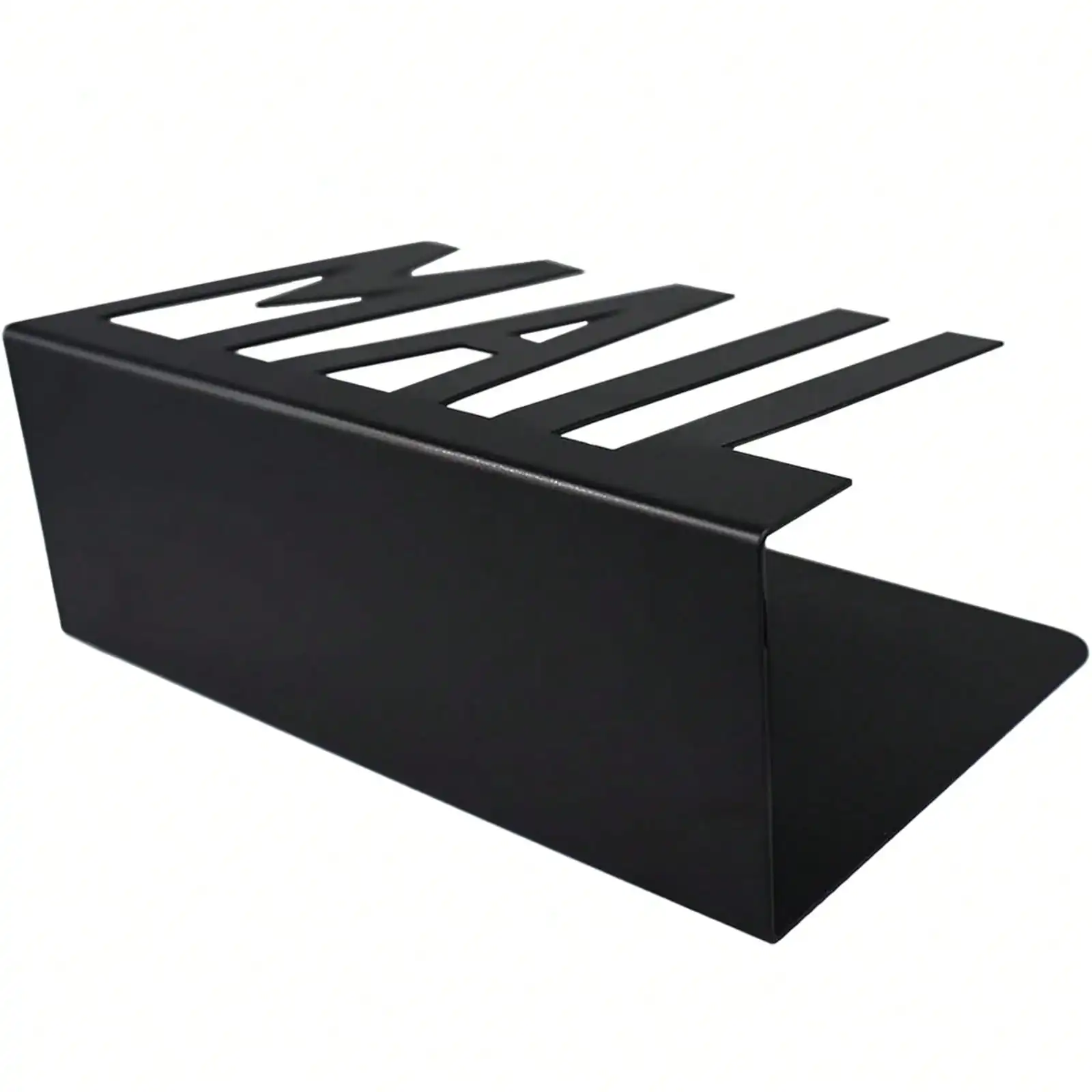 Modern Aesthetic Black Metal Hollow MAIL Letter Holder, Desktop Mail Sorting File Organizer, Office Envelope Document Storage Minimalist Decor