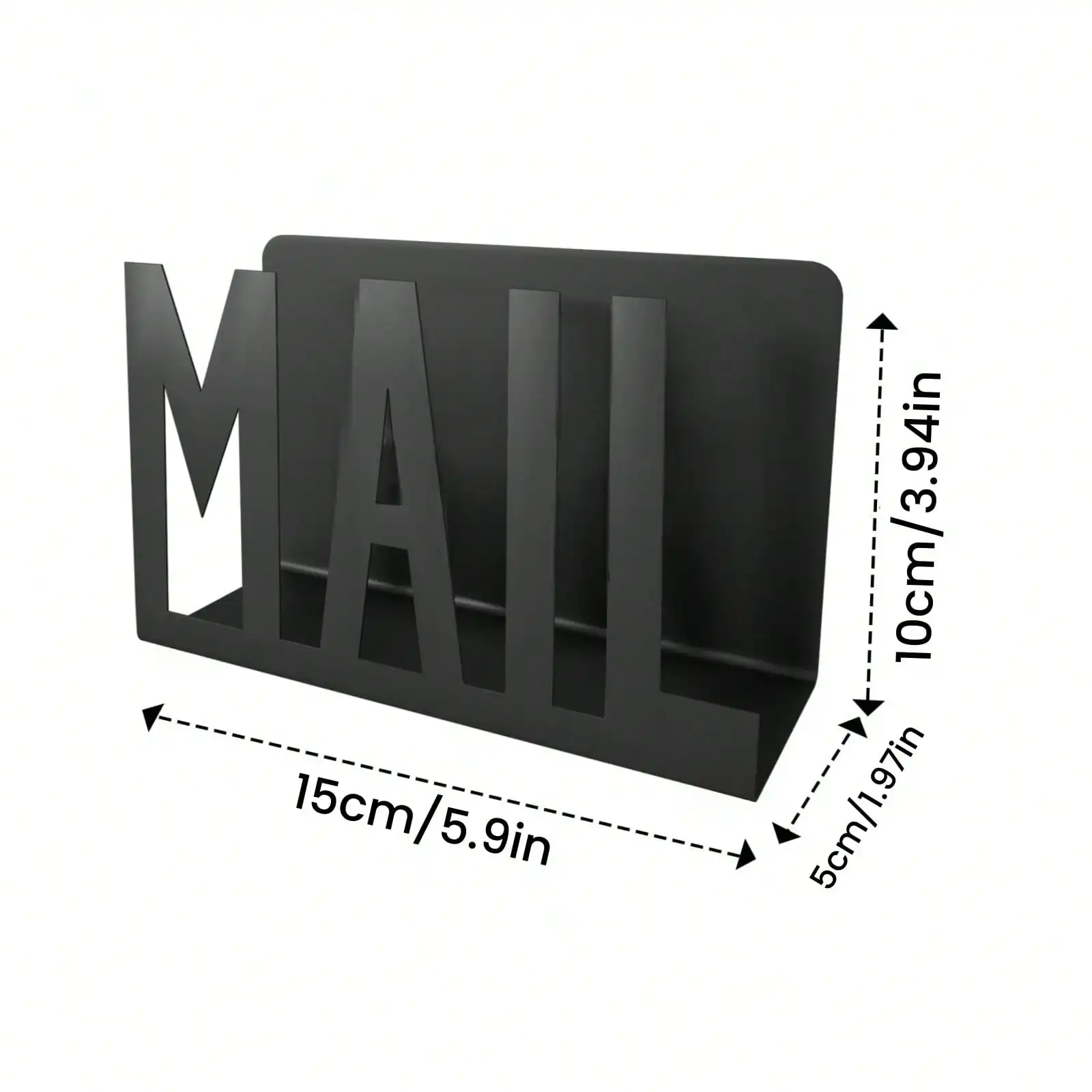 Modern Aesthetic Black Metal Hollow MAIL Letter Holder, Desktop Mail Sorting File Organizer, Office Envelope Document Storage Minimalist Decor
