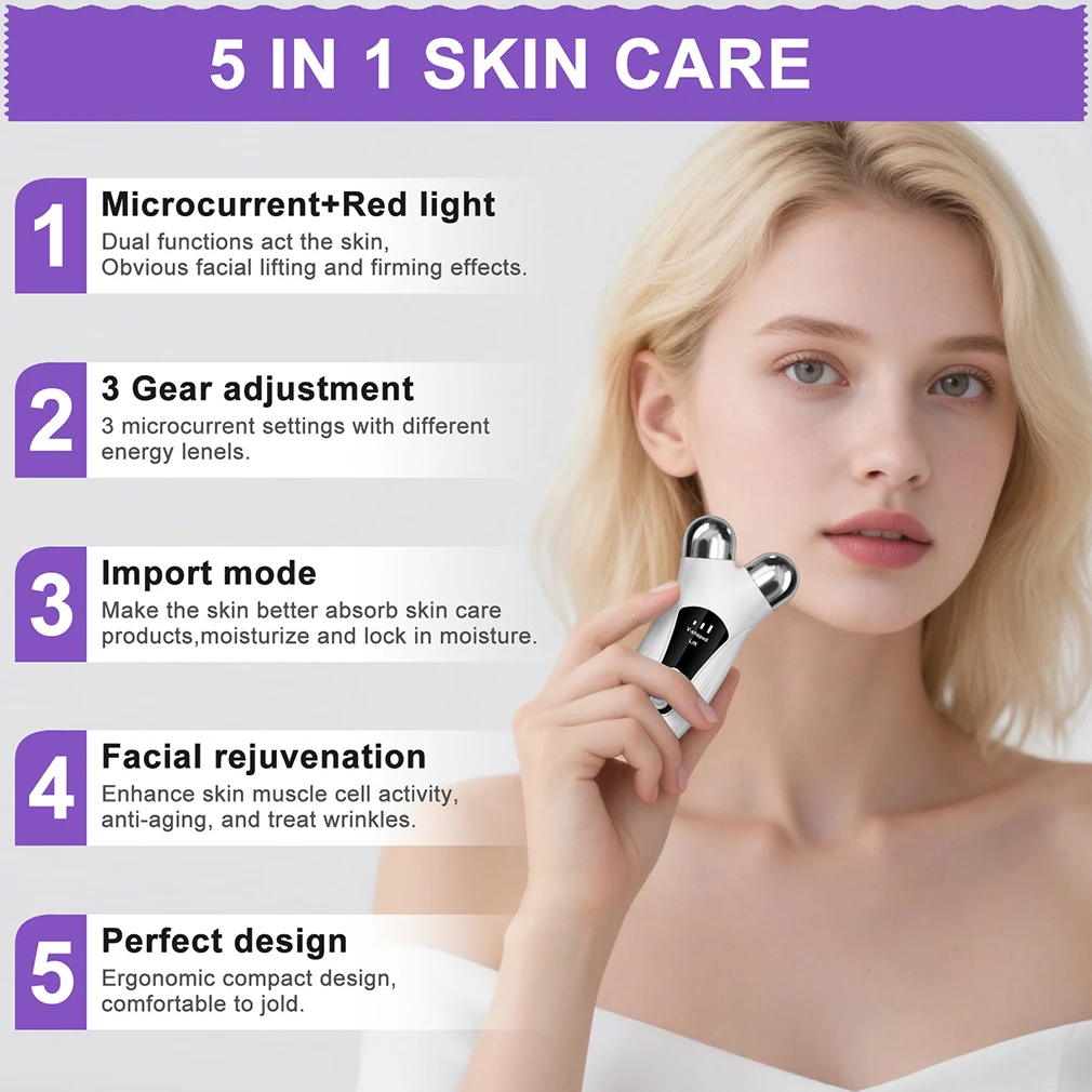 Electric V Face Lift Machine Beauty EMS LED Facial Roller Skin Rejuvenation Microcurrent V-Face Neck Massager Relaxing Removal Wrinkle Dainly Instrument