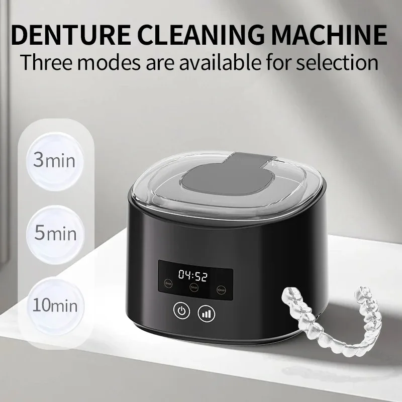 USB Rechargeable 50KHZ Ultrasonic Braces Cleaning Machine Multi-Function Invisible Retainer Denture Cleaner for Oral Care