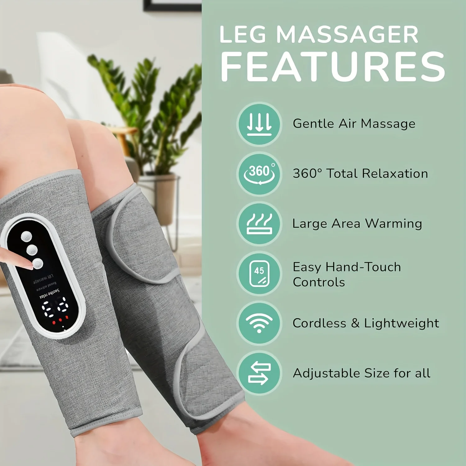 LINGTENG 2 Leg Massagers for Both Calves, with Heating and Air Compression Functions, Wireless Calf Massager with 3 Modes and 3 Intensity Levels, Great for Muscles, Perfect Gift for Christmas, Mother's Day, and Father's Day