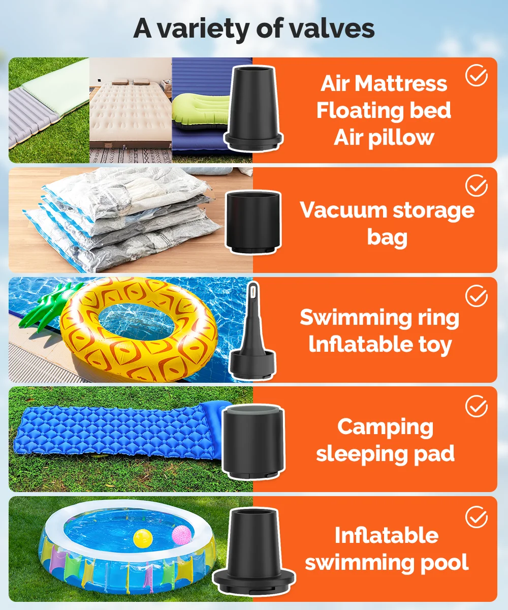ETENWOLF AIR 3se Outdoor Air Pump Portable Inflator/Deflater for Sleeping Mats, Pool Floats, Camping Mats, Inflatable Pillows