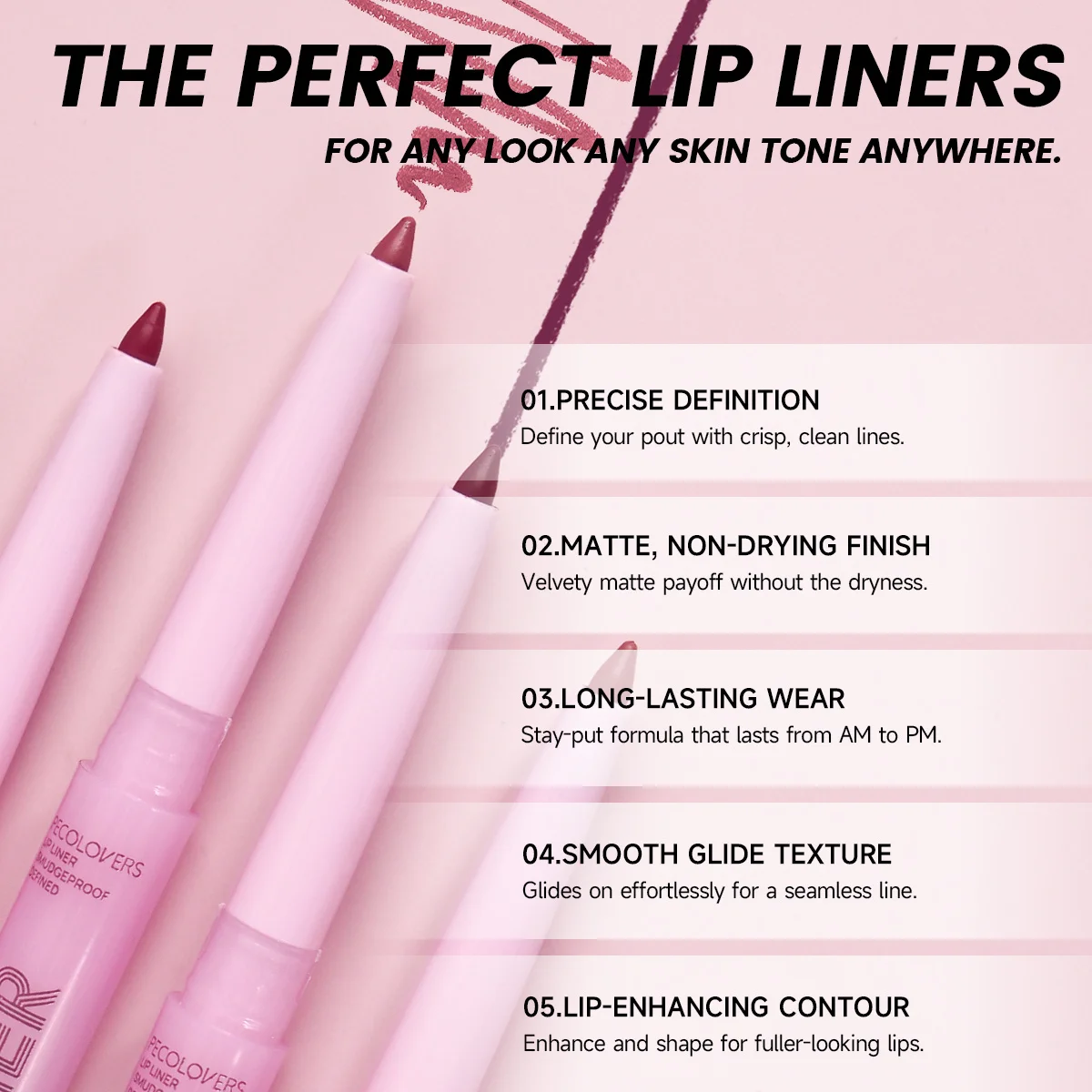 12PCS/SET Matte Lip Liner Set, Creamy Long-Wear Lip Pencil, 12 Rich Buildable Colors, Smooth Application, Ideal for Lipstick Base and Contouring, Travel-Friendly Lip Makeup Essentials