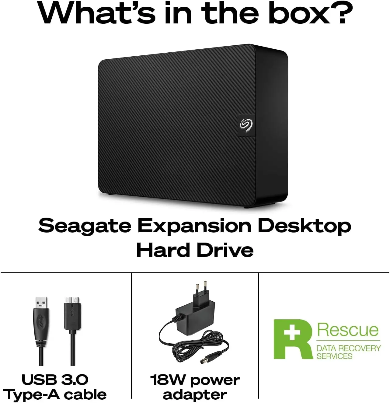 Seagate Expansion 24TB External Hard Drive HDD - USB 3.0, with Rescue Data Recovery Services (STKP24000400)