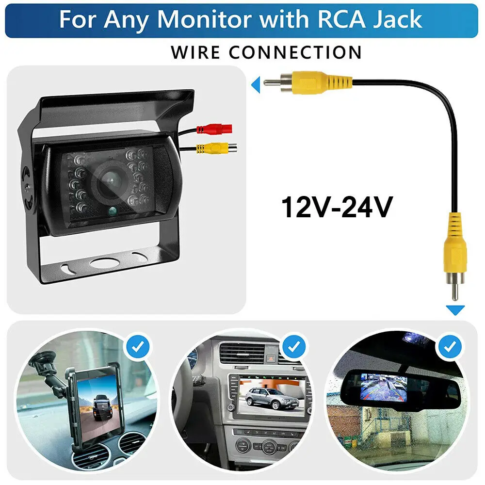 iPoster 7 Inch TFT LCD Screen Car Rear View Monitor With Reversing Camera Backup Night Vision 120 Degree View Angle 10m Av Cable For 10m Truck Rv Van Trailer SUV Semi Truck