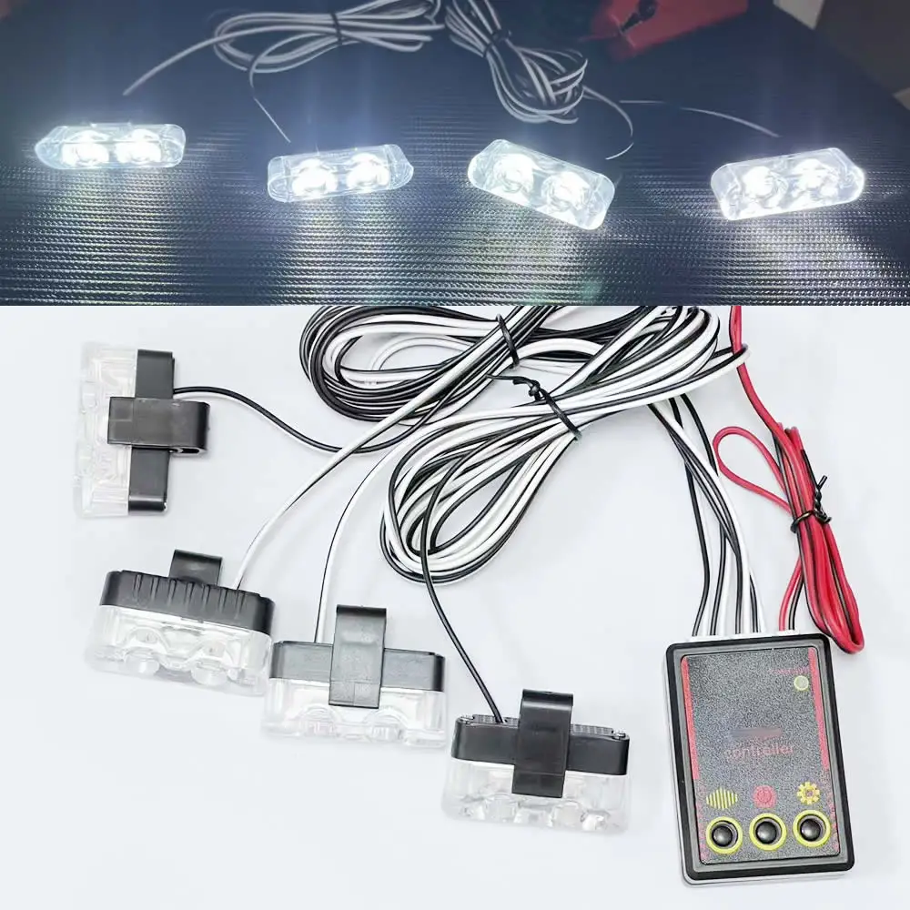 4pcs LED Grille Lights - 2LED Surface Mount Light Bar Strip | For Trucks, Cars, Van, Utility Vehicles, 12V, Universally Applicable