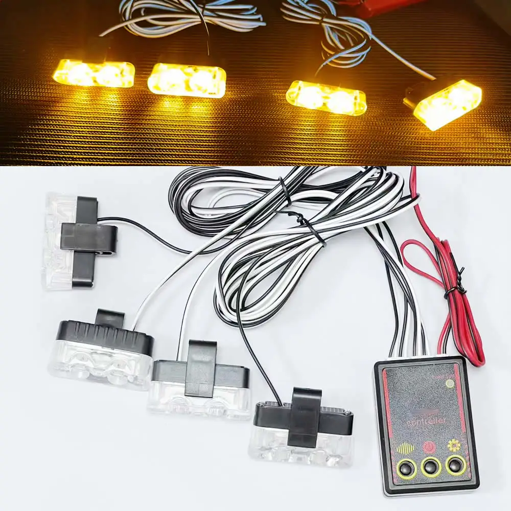 4pcs LED Grille Lights - 2LED Surface Mount Light Bar Strip | For Trucks, Cars, Van, Utility Vehicles, 12V, Universally Applicable