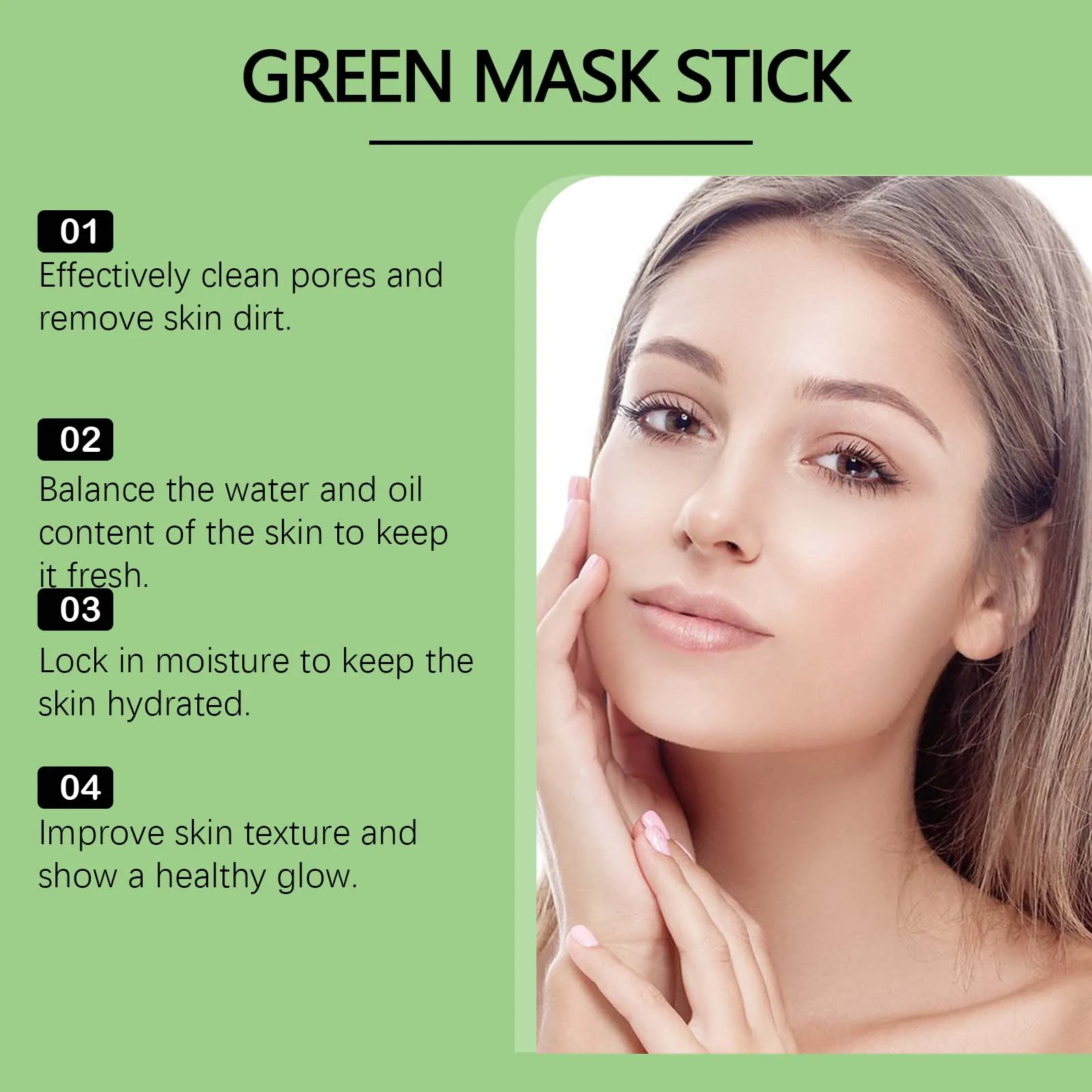 2PCS Green Tea Cleansing Mask Stick,10 Minute Instant Skin Renewal,100% Plant‑Derived&Kaolin+Bentonite for Deep Absorption&Tea Extract:Oil‑Control,Antioxidant & Balancing,Mica for Brightening & Soft Skin,Portable Twist Up Stick Design