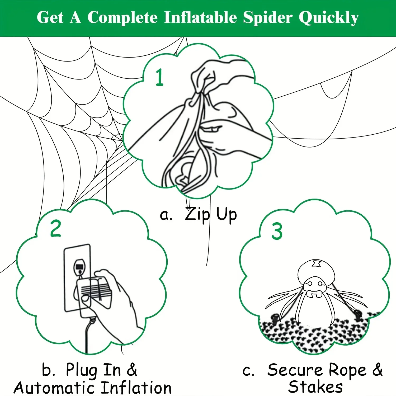 Giant 7.2FT LED Glowing Inflatable Spider Creepy Blow Up Yard Decor with Stakes & Blower, Outdoor Halloween Airblown Spider for Lawn Garden Party Quick Setup & Fast Deflate Design USA Warehouse Fast Shipping