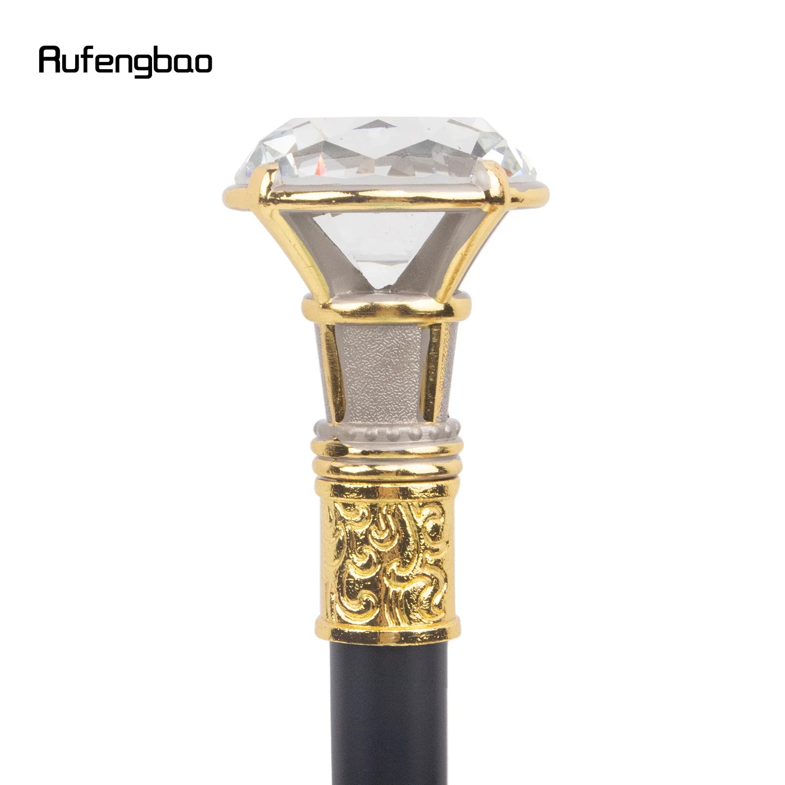 White Diamond Golden Silver Walking Cane Fashion Decorative Walking Stick Gentleman Elegant Cosplay Cane Knob Crosier 93cm