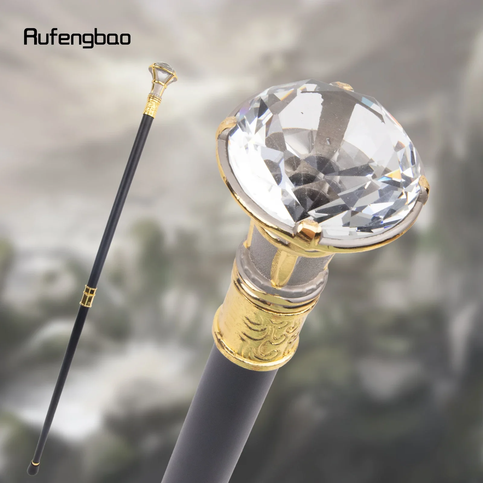 White Diamond Golden Silver Walking Cane Fashion Decorative Walking Stick Gentleman Elegant Cosplay Cane Knob Crosier 93cm
