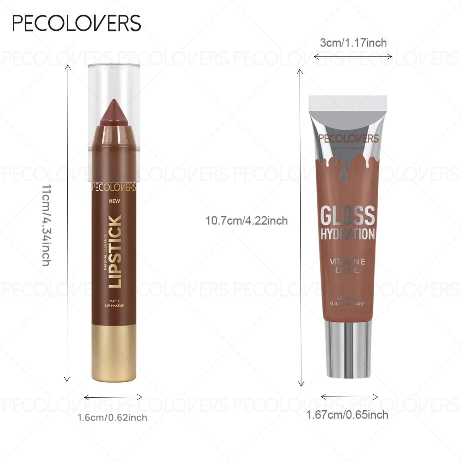 2PCS/Set Lip Liner and Gloss Duo Smooth and Hydrating - Offers Long-Lasting, Vivid Color with A Moisturizing Shine Suitable for Various Looks