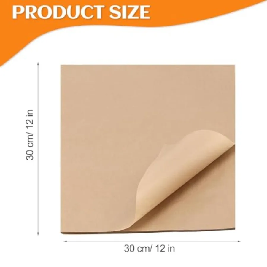 50PCS Brown Butcher Paper Sheets for Smoking, Grilling, BBQ, Meat Wrapping, Sublimation, Heat Press 12 x 12 inch, Kraft Pulp, H