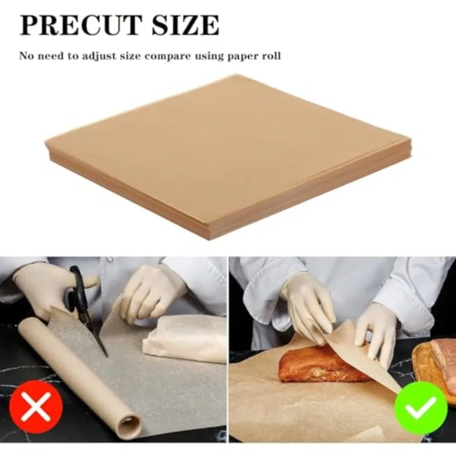 50PCS Brown Butcher Paper Sheets for Smoking, Grilling, BBQ, Meat Wrapping, Sublimation, Heat Press 12 x 12 inch, Kraft Pulp, H