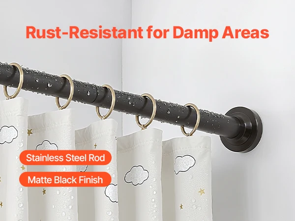 SucceBuy Shower Curtain Rod with Holders 28-76 In Adjustable Spring Tension Stainless Steel Telescoping Rod for Bathroom Closet