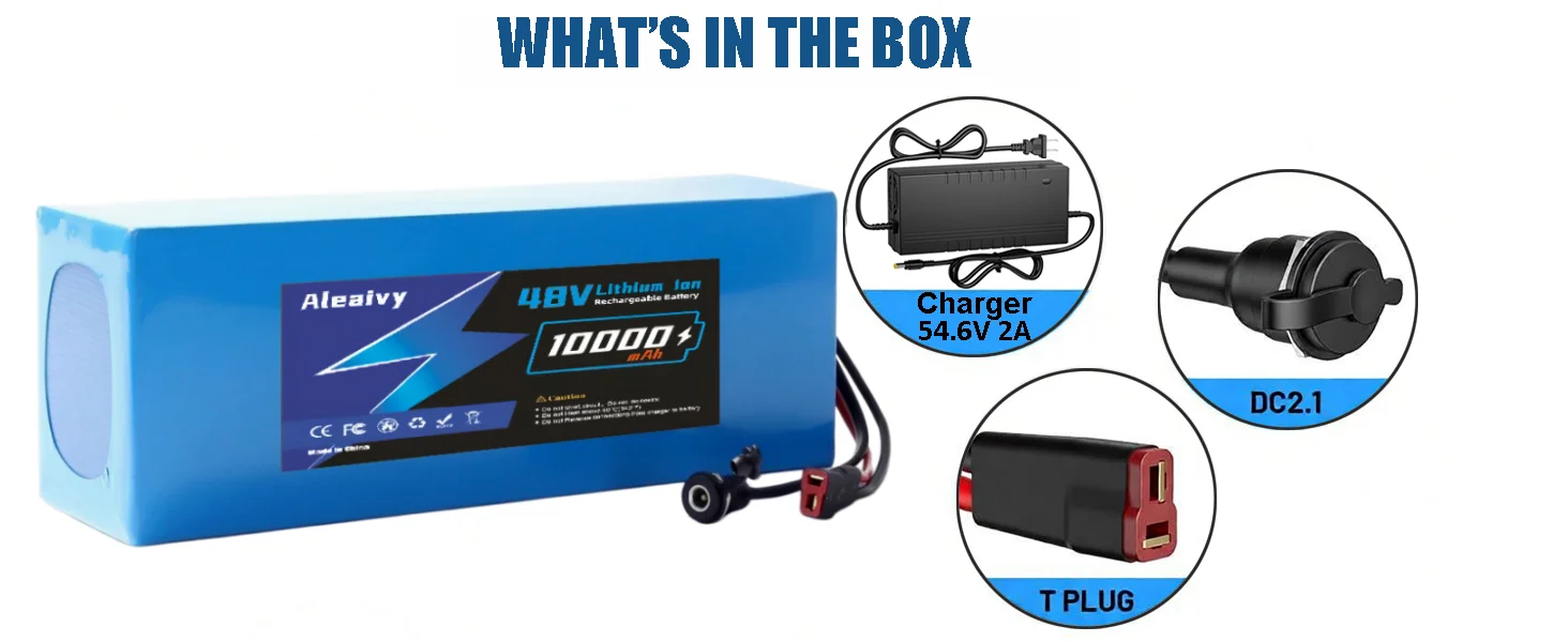 Brand+ Genuine Aleaivy 48V 10Ah 18650 13S4P Li-ion Battery Pack With 2A Charger And 30A BMS For 250W~1000W 48v Bicycle/Scooter