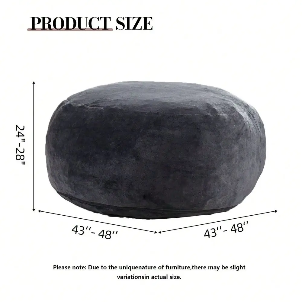 Bean Bag Chair With Memory Foam Filled, Fluffy Beanbag Boneless Couch With Soft Velvet Cover For Living Room, Playroom,Gray