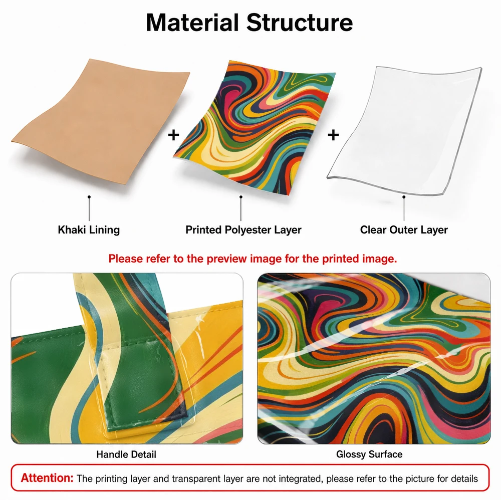 1pc Retro Rainbow Swirl Marble Print Women Tote Bag Handbag, Colorful Psychedelic Art Large Capacity Ladies Hand Tote Bag For Shopping Travel
