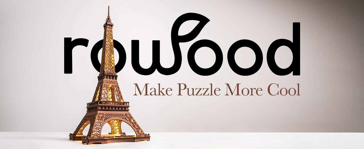 Robotime 3D Wooden Puzzle Game Night of the Eiffel Tower 1:638 Models for Children Adult DIY Crafts Kits Gift DIY with Light