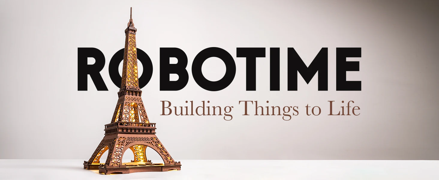 Robotime 3D Wooden Puzzle Game Night of the Eiffel Tower 1:638 Models for Children Adult DIY Crafts Kits Gift DIY with Light