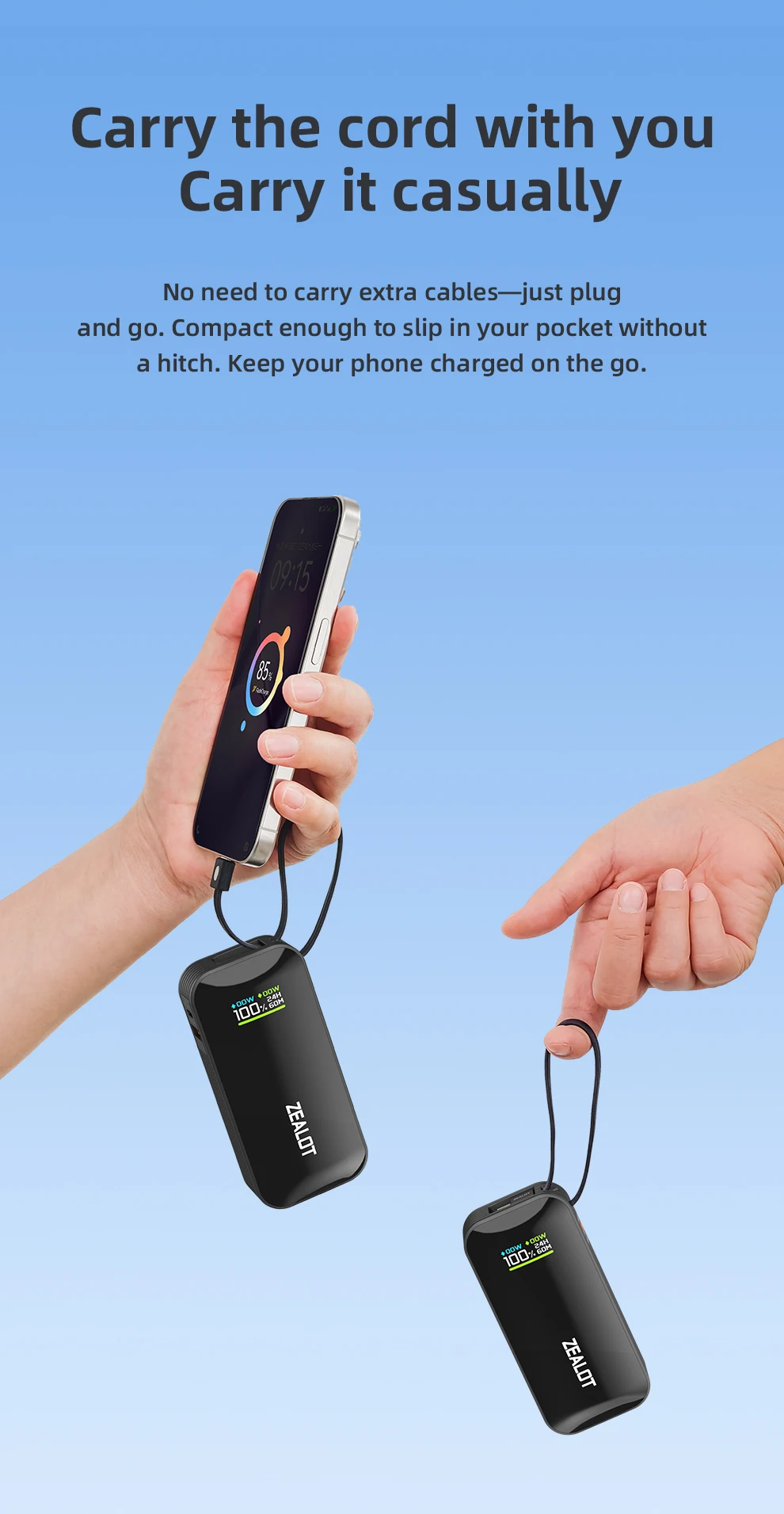 US-Y5200 10000mAh Color Screen Power Bank External Spare Battery Pack for Mobile Phone, Pad, 22.5W Fast Charger