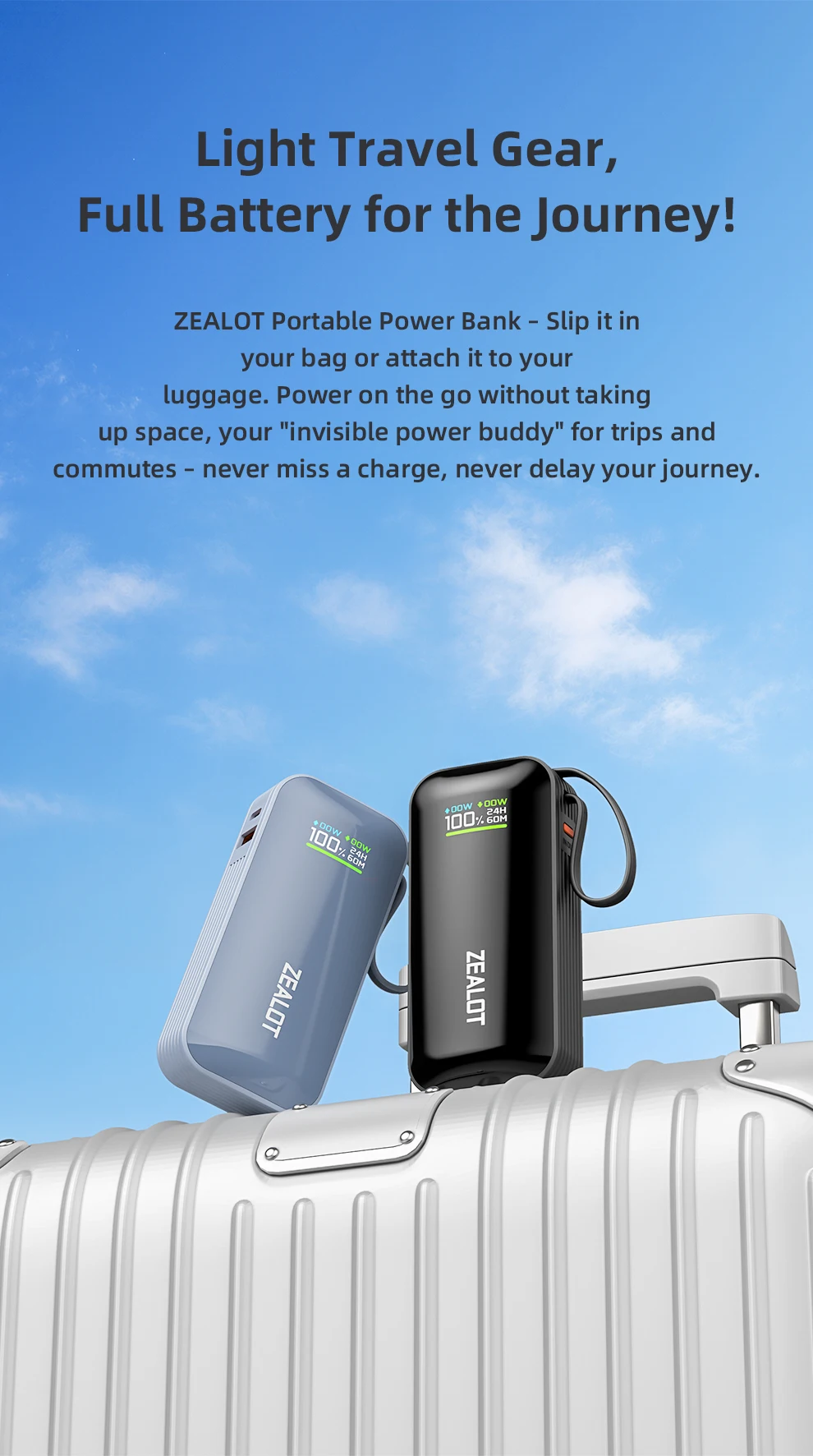 US-Y5200 10000mAh Color Screen Power Bank External Spare Battery Pack for Mobile Phone, Pad, 22.5W Fast Charger