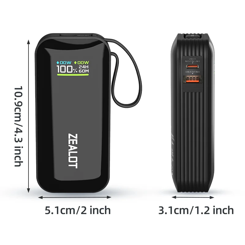 US-Y5200 10000mAh Color Screen Power Bank External Spare Battery Pack for Mobile Phone, Pad, 22.5W Fast Charger