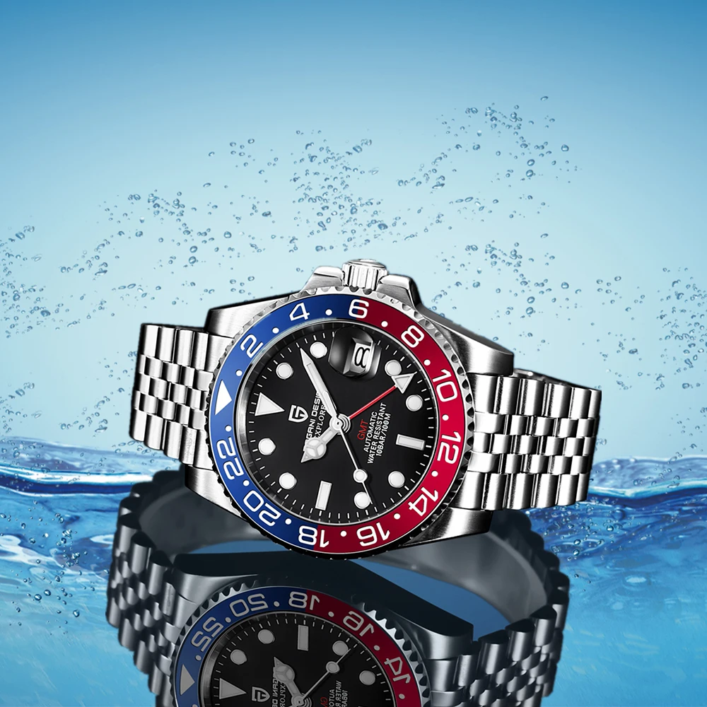 PAGANI DESIGN V2 40MM Pepsi GMT Men Luxury Automatic Mechanical Watch Jubilee Watch Strap Sapphire Glass Waterproof Watches for Men Gift