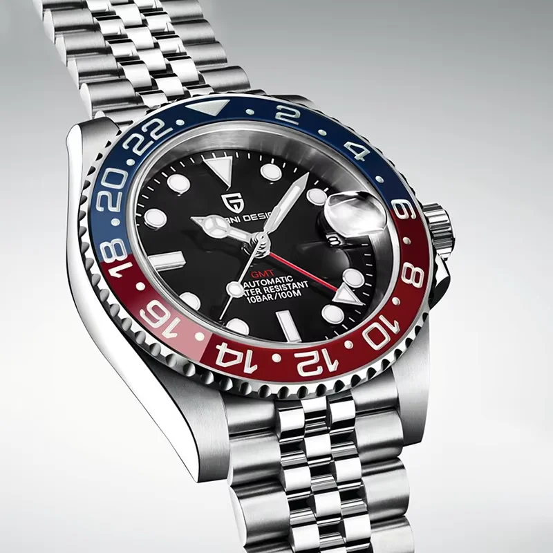 PAGANI DESIGN V2 40MM Pepsi GMT Men Luxury Automatic Mechanical Watch Jubilee Watch Strap Sapphire Glass Waterproof Watches for Men Gift