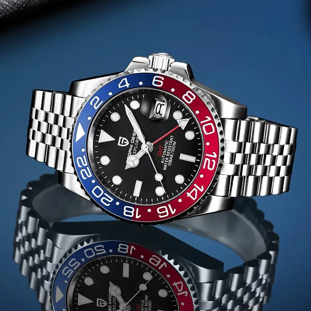 PAGANI DESIGN V2 40MM Pepsi GMT Men Luxury Automatic Mechanical Watch Jubilee Watch Strap Sapphire Glass Waterproof Watches for Men Gift