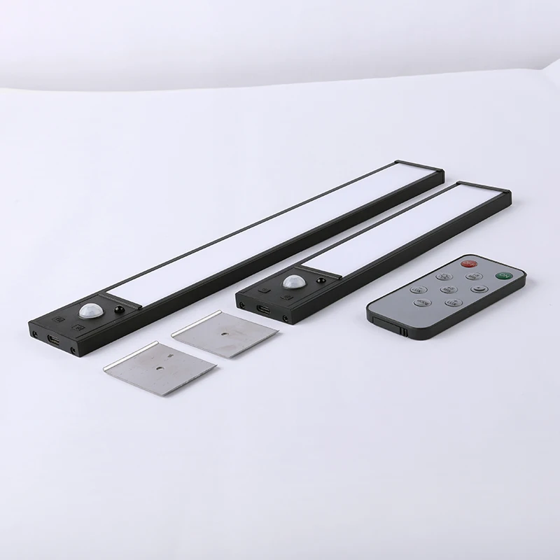 2Pcs Set Ultra-Thin LED under Cabinet Light 20/30cm Magnetic Rechargeable Motion Sensor for Kitchens Closets Workshops