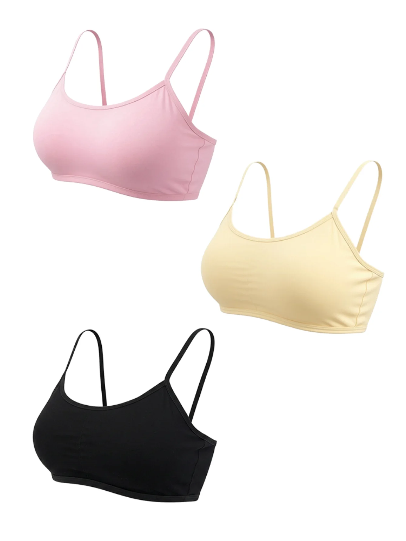 Girls Cotton Training Bra 10 Pack with Chest Pad and Adjustable Shoulder Straps Kids Underwear for 8-12 Years