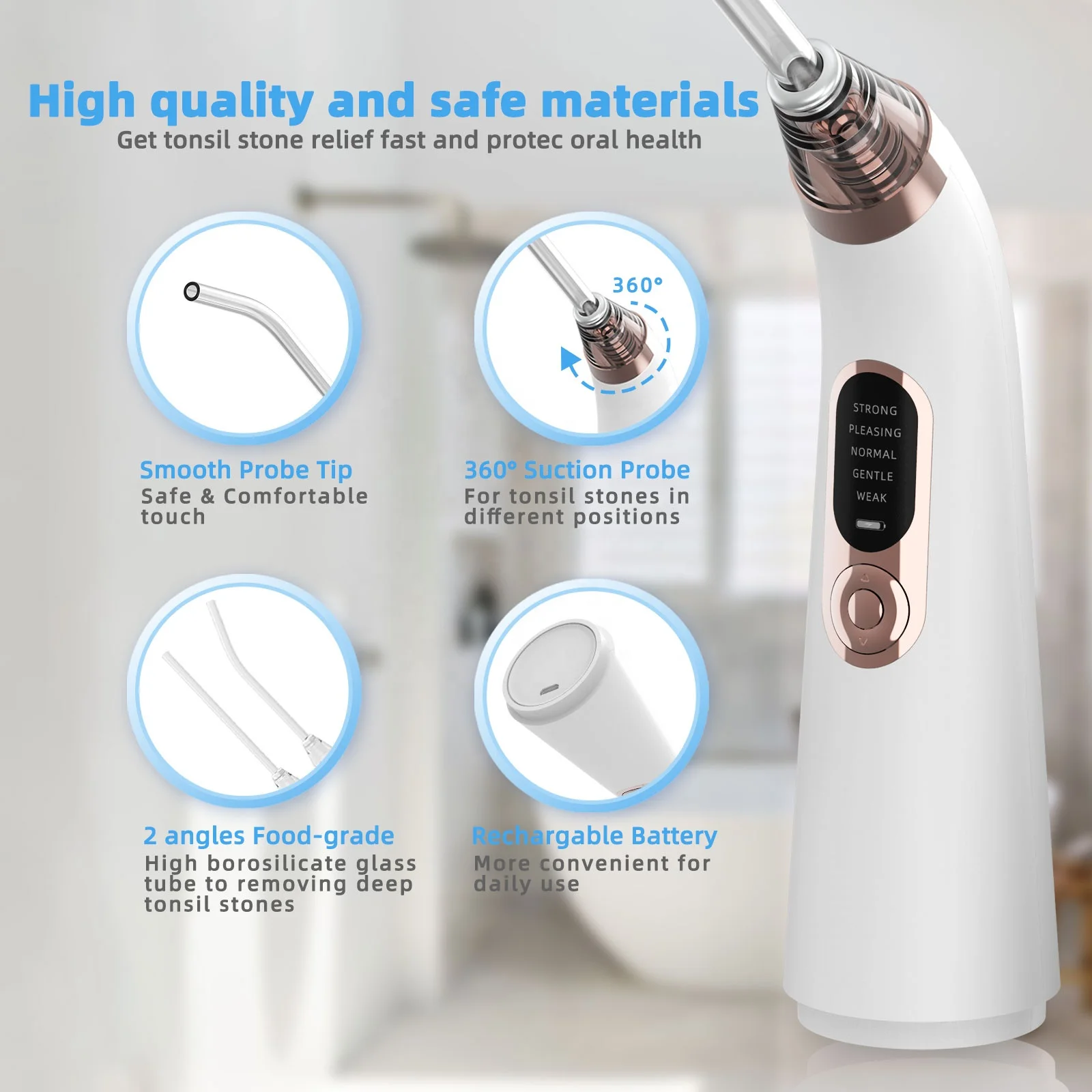 Oral Irrigator High Efficiency Vacuum Electronic Oral Flusher Water Pulse Tonsil Stone Remover Vacuum Electronic Tonsil Stone Removal Tool