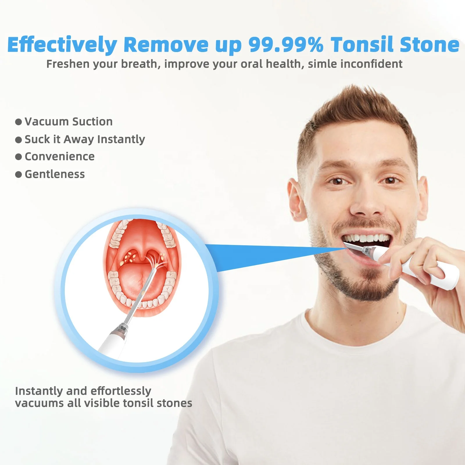 Oral Irrigator High Efficiency Vacuum Electronic Oral Flusher Water Pulse Tonsil Stone Remover Vacuum Electronic Tonsil Stone Removal Tool