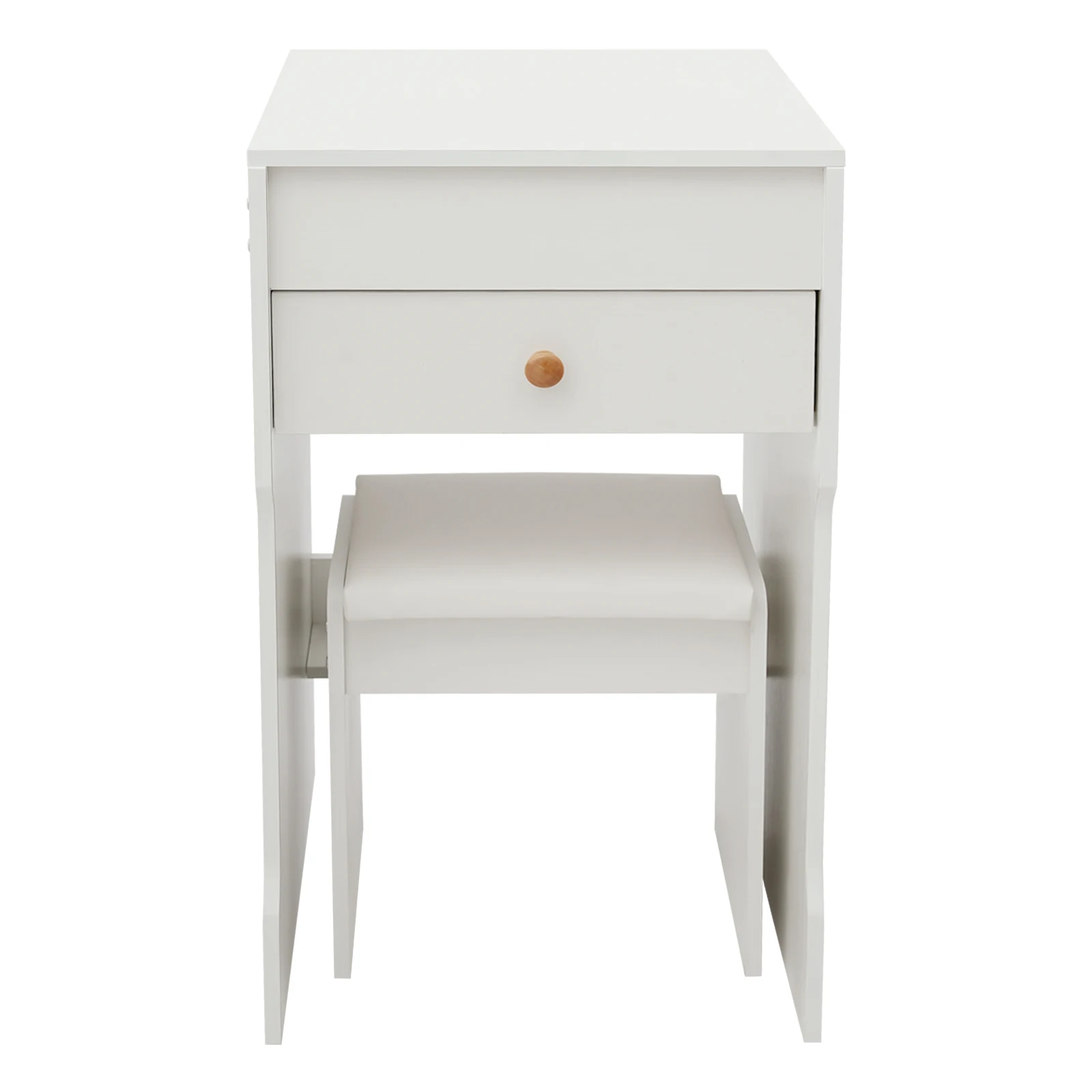 Vanity Dressing Table with Mirror and Stool 15.8" White Compact Storage Desk for Bedroom Dormitory Studio Apartment